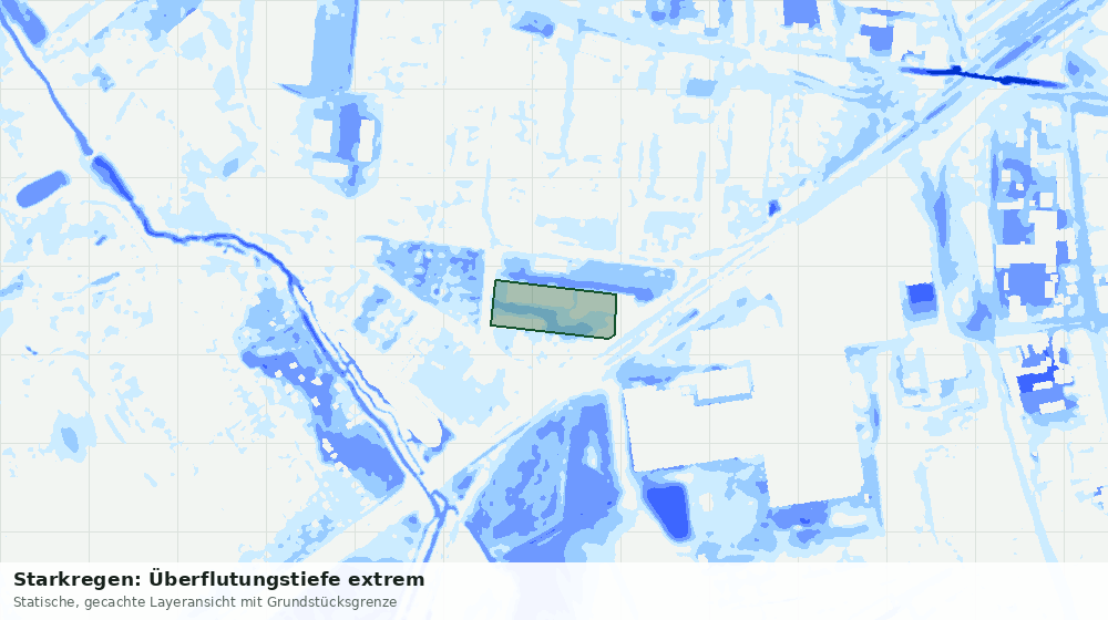 Statische Kartenansicht: Starkregen: Überflutungstiefe extrem