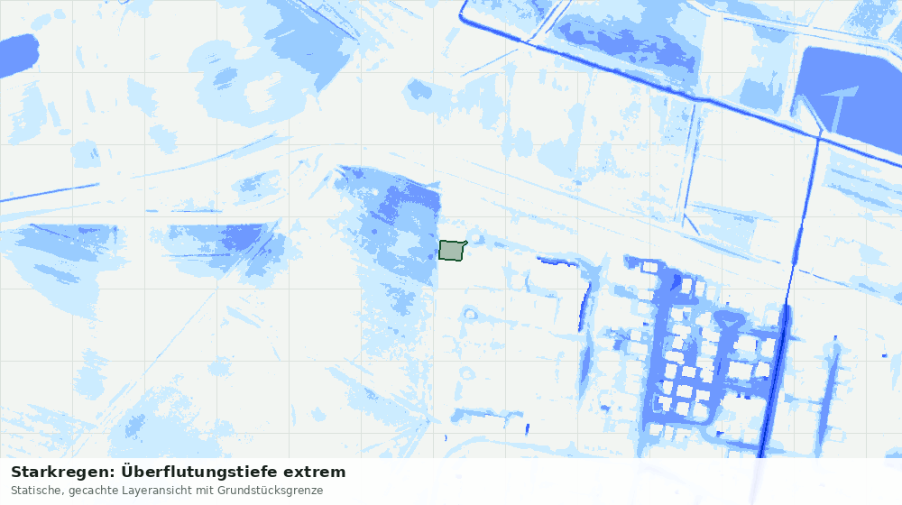Statische Kartenansicht: Starkregen: Überflutungstiefe extrem