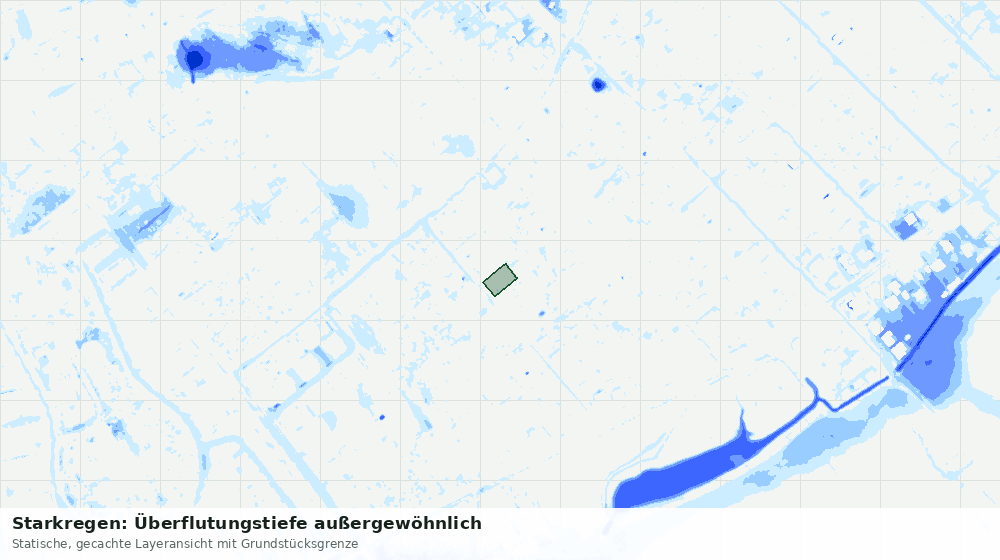 Statische Kartenansicht: Starkregen: Überflutungstiefe außergewöhnlich