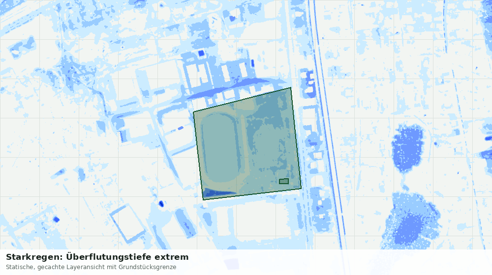 Statische Kartenansicht: Starkregen: Überflutungstiefe extrem
