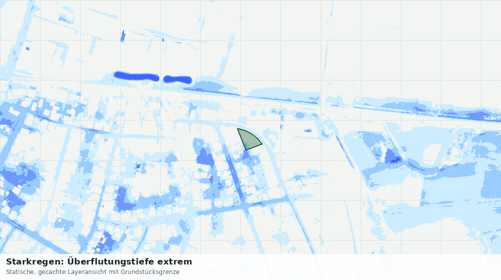 Statische Kartenansicht: Starkregen: Überflutungstiefe extrem