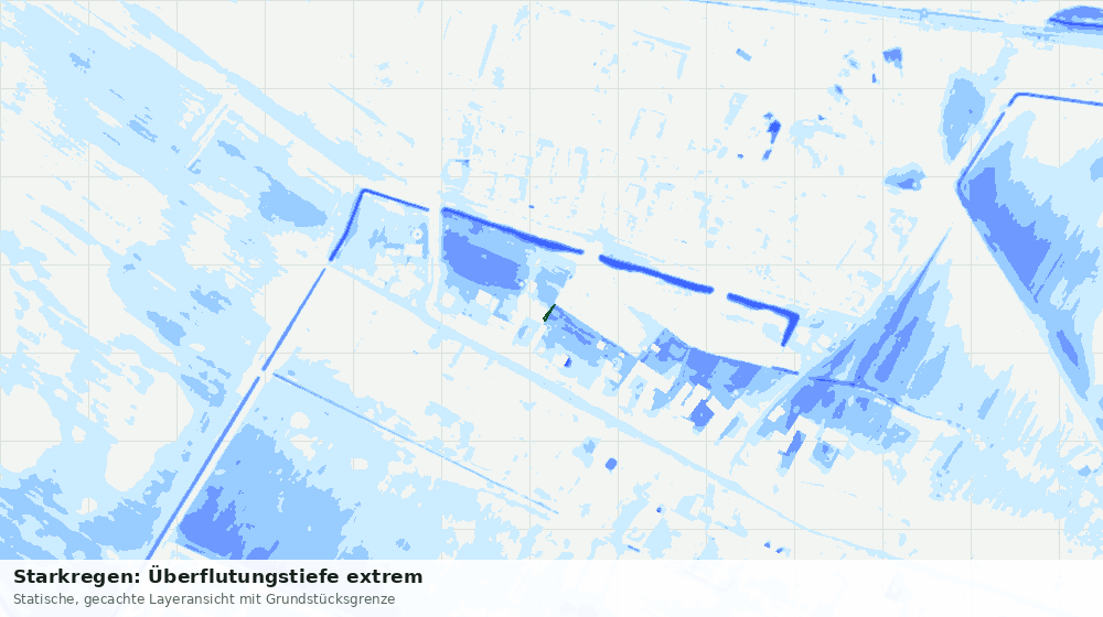 Statische Kartenansicht: Starkregen: Überflutungstiefe extrem