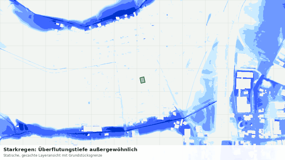 Statische Kartenansicht: Starkregen: Überflutungstiefe außergewöhnlich