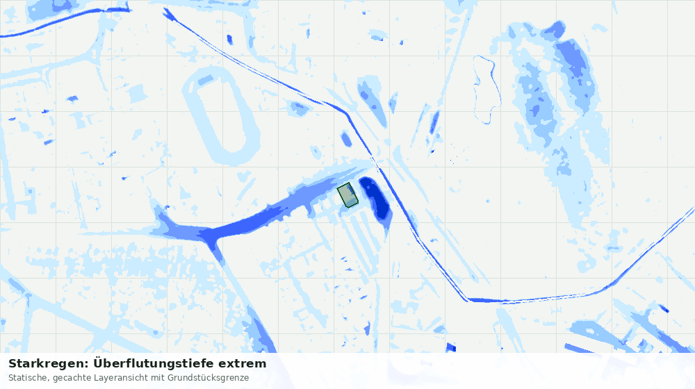 Statische Kartenansicht: Starkregen: Überflutungstiefe extrem