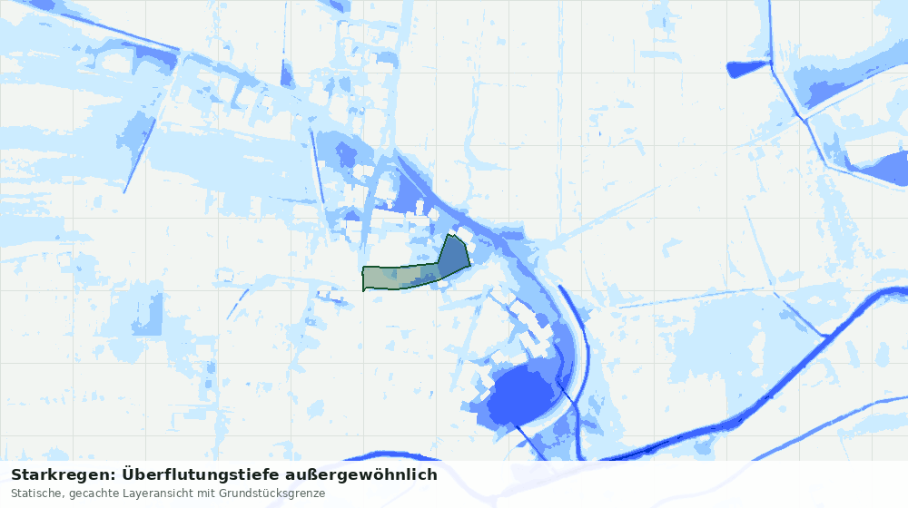 Statische Kartenansicht: Starkregen: Überflutungstiefe außergewöhnlich