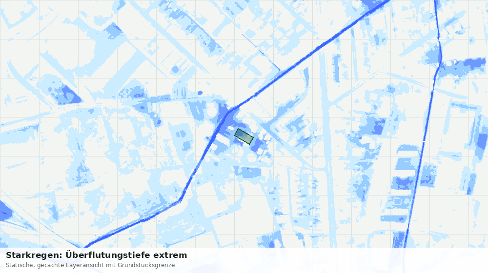 Statische Kartenansicht: Starkregen: Überflutungstiefe extrem