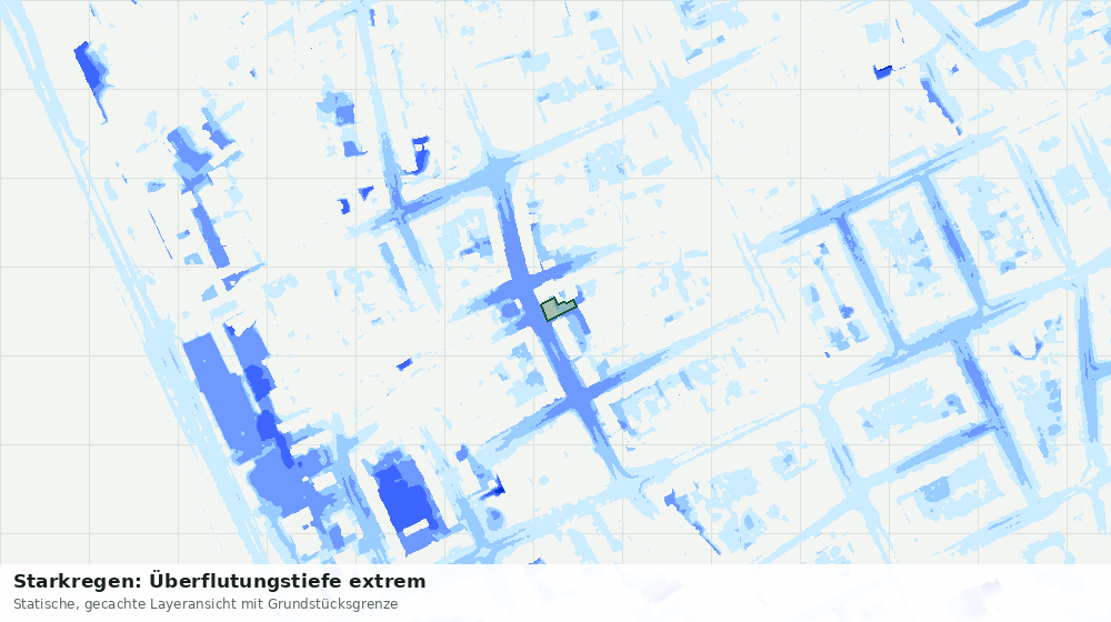 Statische Kartenansicht: Starkregen: Überflutungstiefe extrem