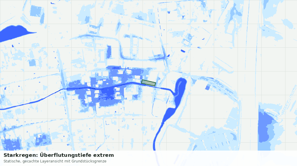 Statische Kartenansicht: Starkregen: Überflutungstiefe extrem