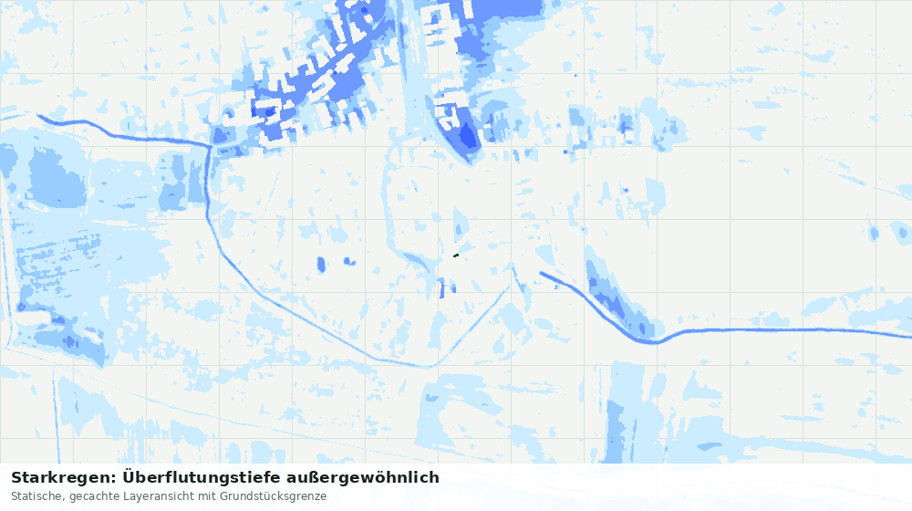 Statische Kartenansicht: Starkregen: Überflutungstiefe außergewöhnlich