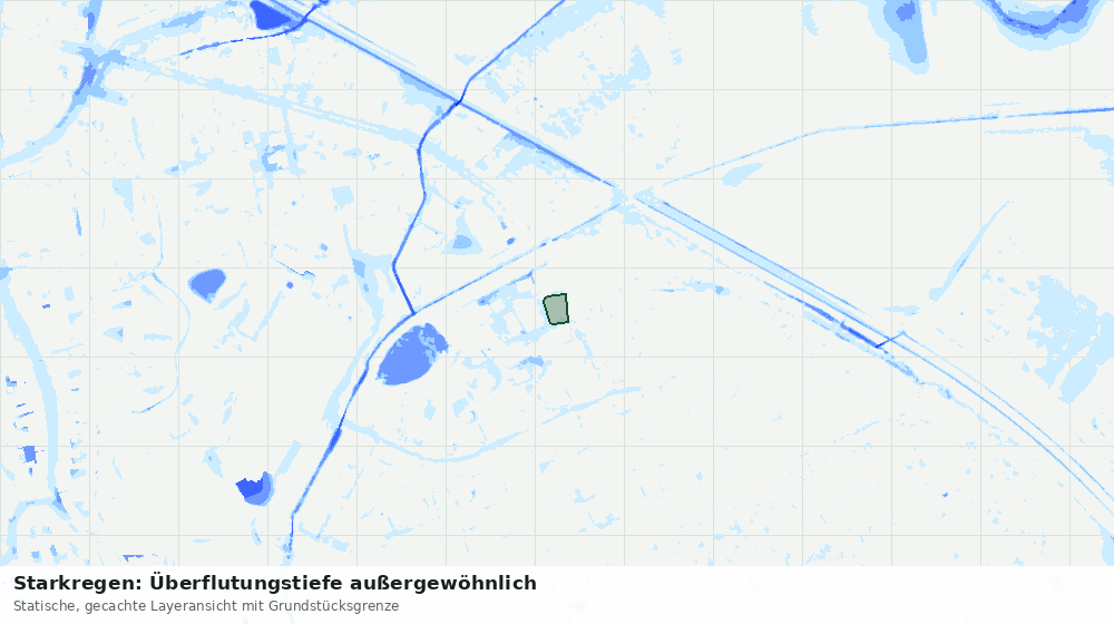 Statische Kartenansicht: Starkregen: Überflutungstiefe außergewöhnlich