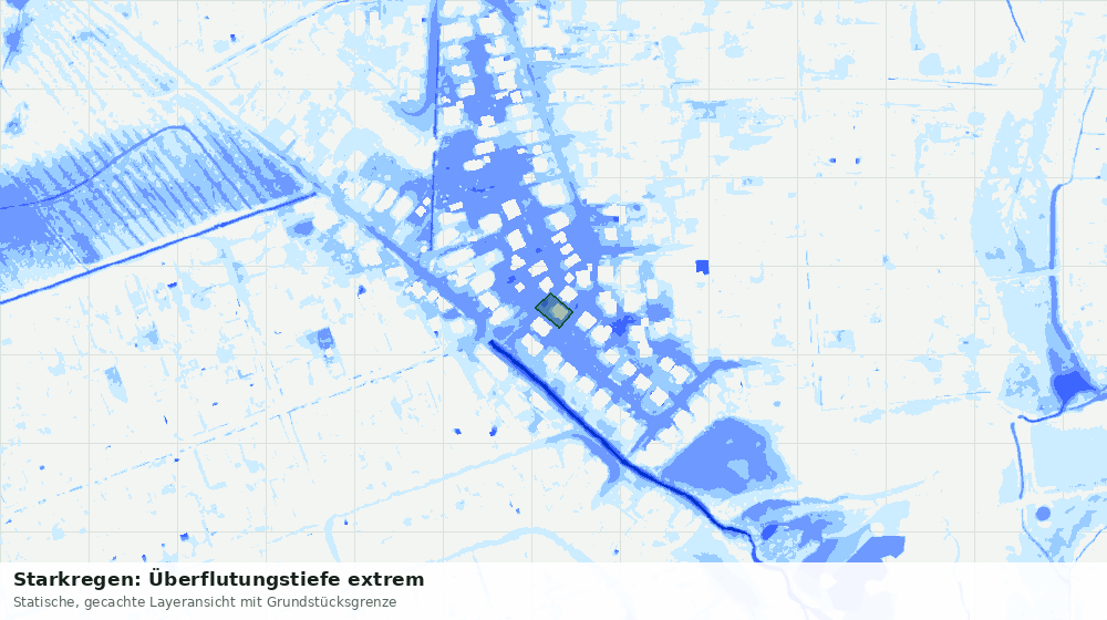 Statische Kartenansicht: Starkregen: Überflutungstiefe extrem