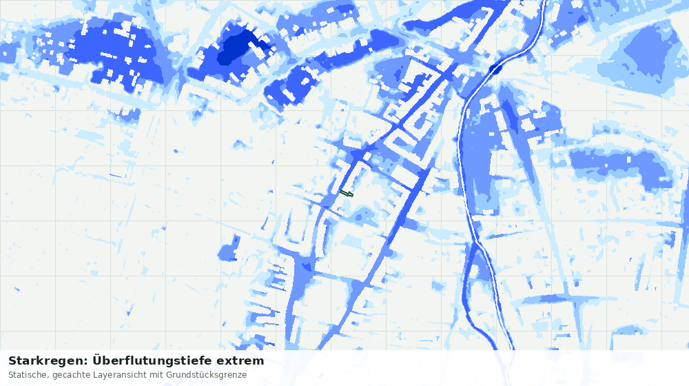 Statische Kartenansicht: Starkregen: Überflutungstiefe extrem