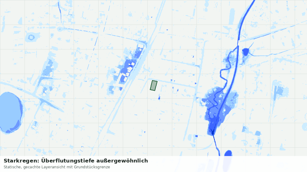 Statische Kartenansicht: Starkregen: Überflutungstiefe außergewöhnlich