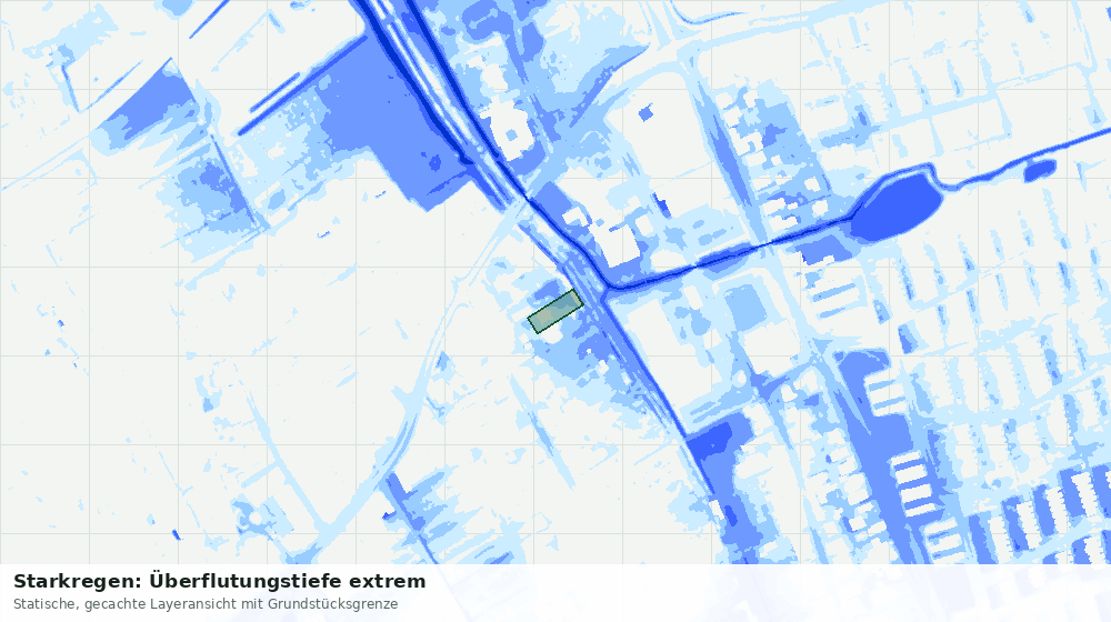 Statische Kartenansicht: Starkregen: Überflutungstiefe extrem
