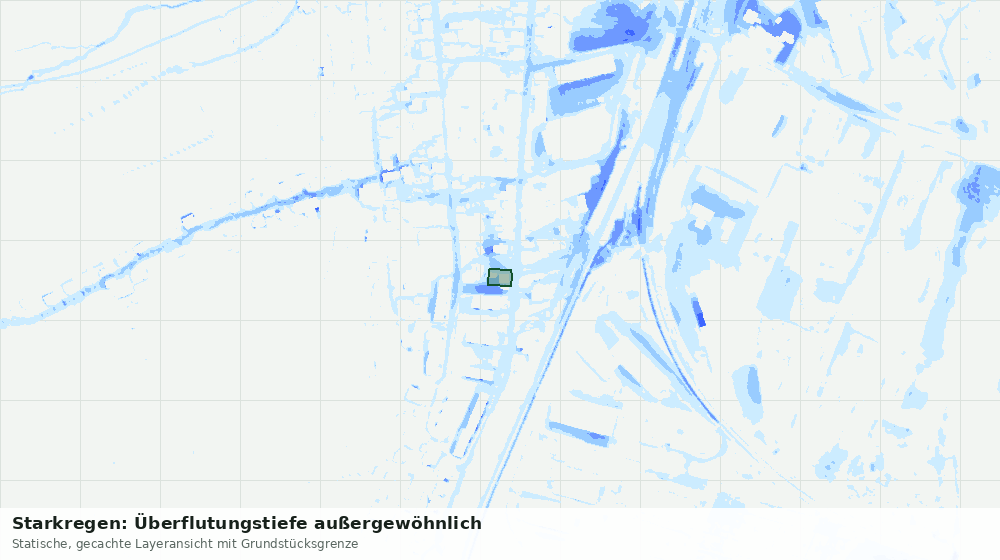 Statische Kartenansicht: Starkregen: Überflutungstiefe außergewöhnlich