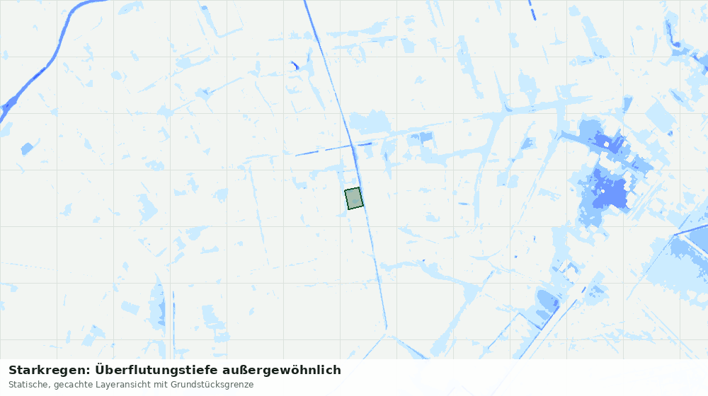 Statische Kartenansicht: Starkregen: Überflutungstiefe außergewöhnlich