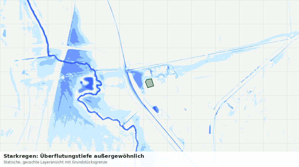Statische Kartenansicht: Starkregen: Überflutungstiefe außergewöhnlich
