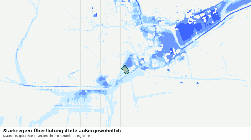 Statische Kartenansicht: Starkregen: Überflutungstiefe außergewöhnlich