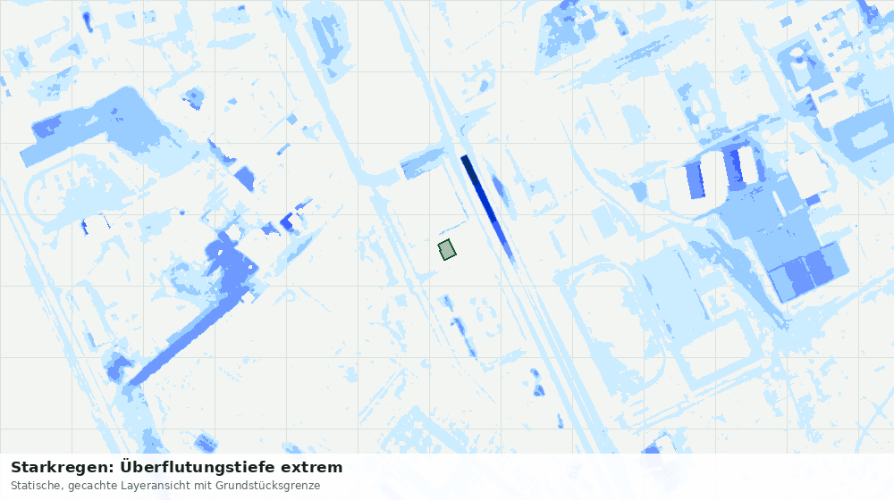 Statische Kartenansicht: Starkregen: Überflutungstiefe extrem