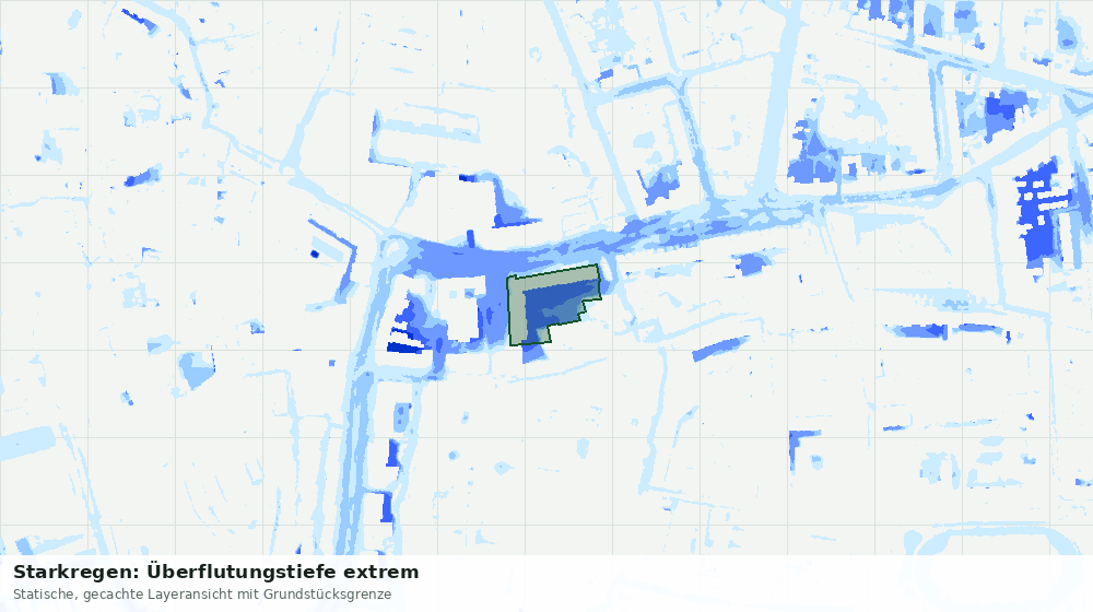 Statische Kartenansicht: Starkregen: Überflutungstiefe extrem