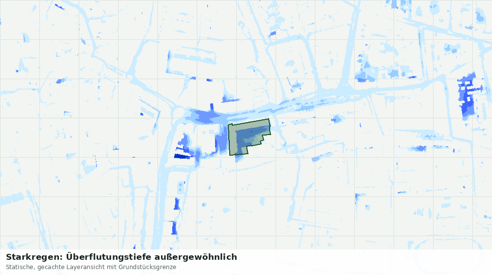 Statische Kartenansicht: Starkregen: Überflutungstiefe außergewöhnlich
