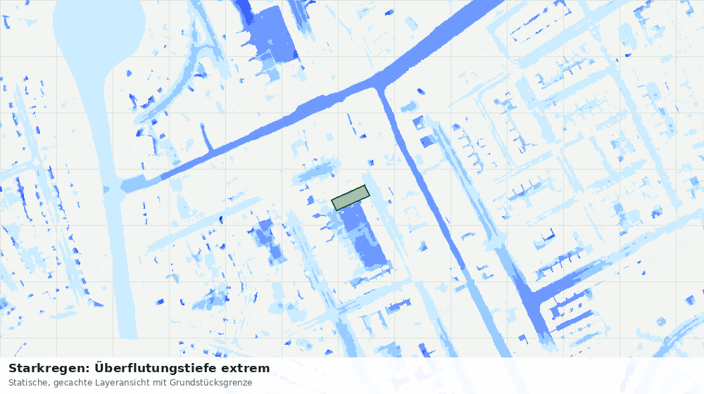 Statische Kartenansicht: Starkregen: Überflutungstiefe extrem