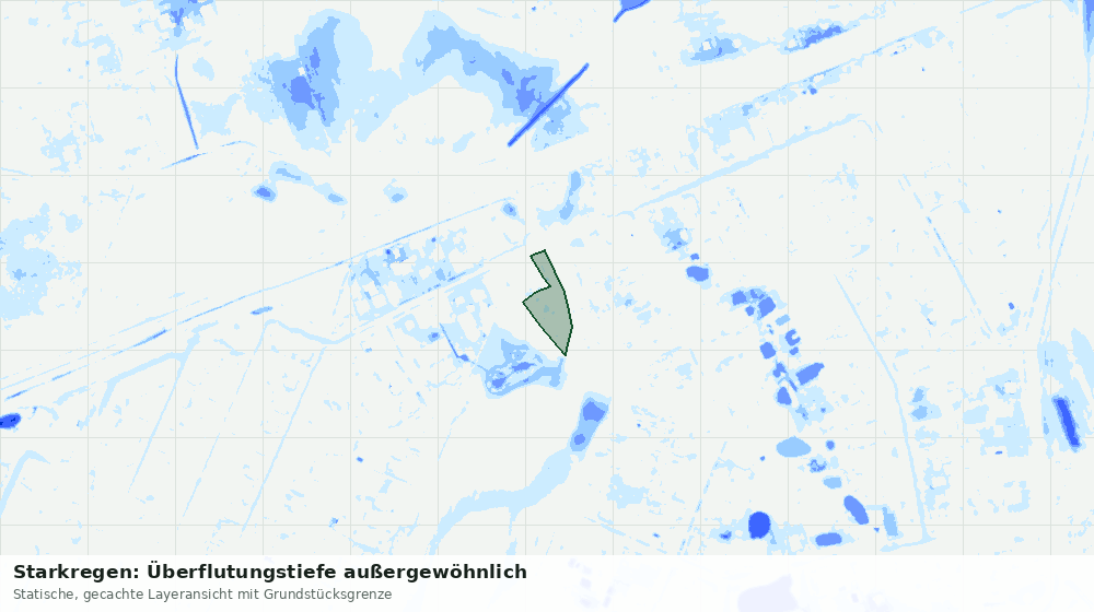 Statische Kartenansicht: Starkregen: Überflutungstiefe außergewöhnlich