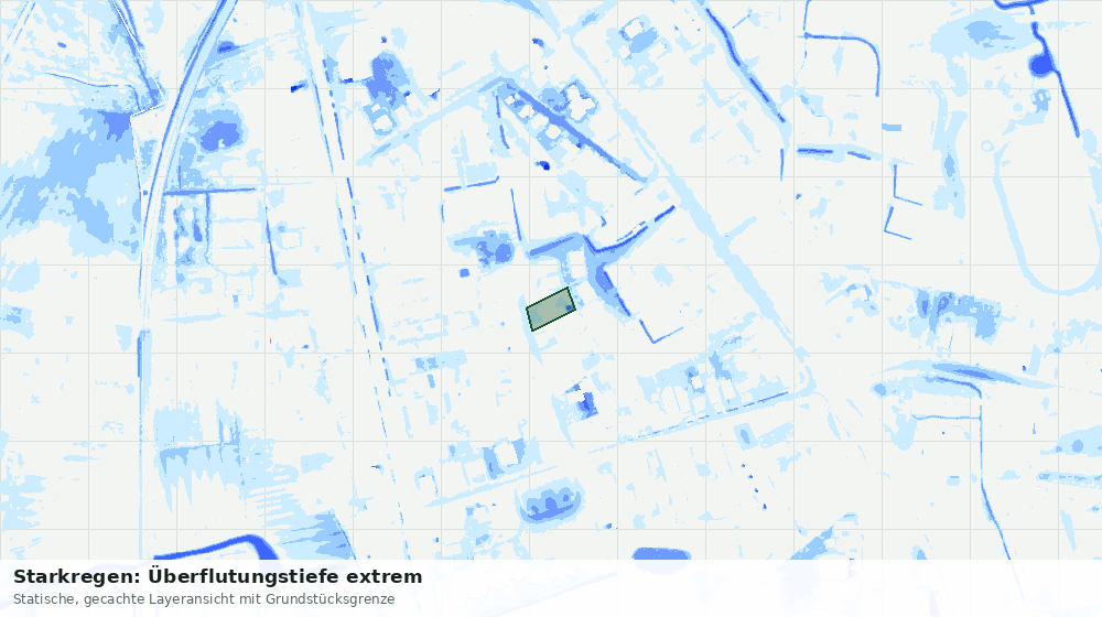 Statische Kartenansicht: Starkregen: Überflutungstiefe extrem
