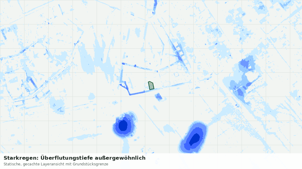 Statische Kartenansicht: Starkregen: Überflutungstiefe außergewöhnlich