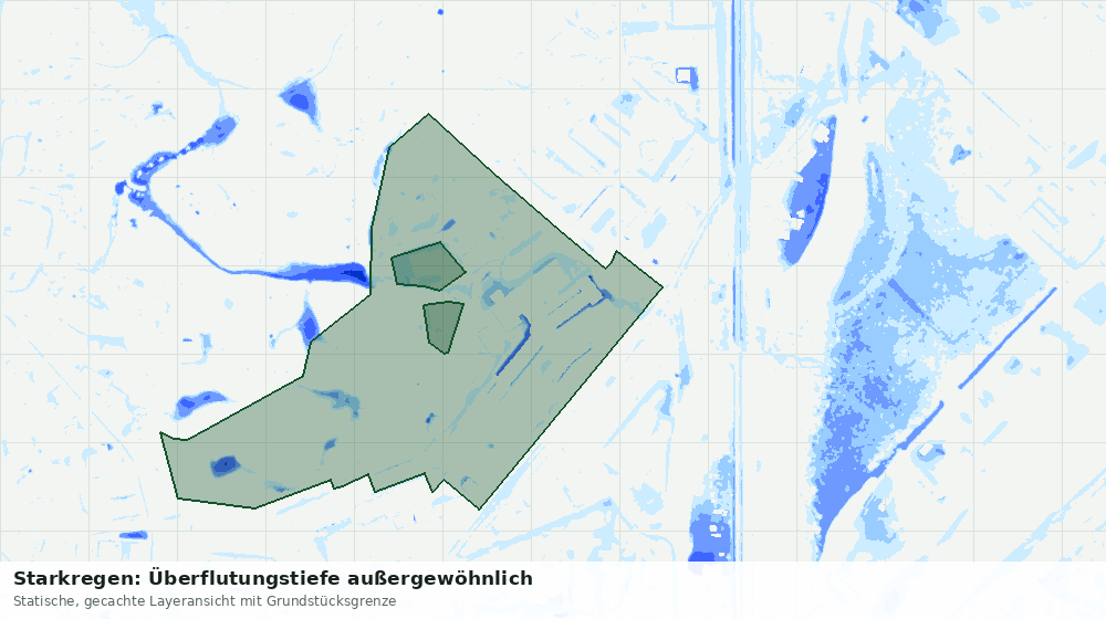 Statische Kartenansicht: Starkregen: Überflutungstiefe außergewöhnlich