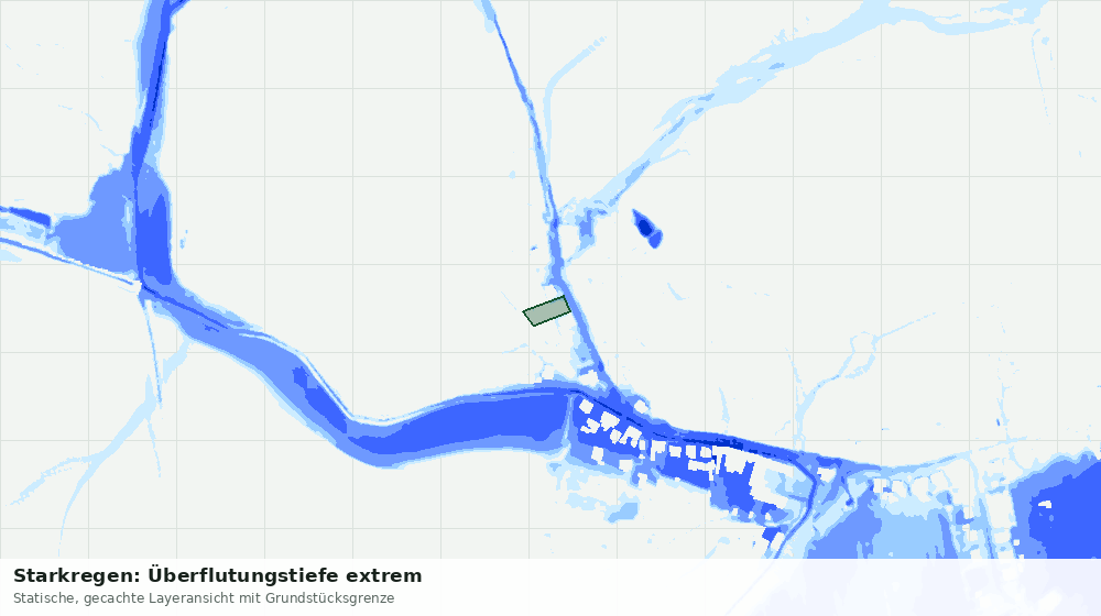 Statische Kartenansicht: Starkregen: Überflutungstiefe extrem
