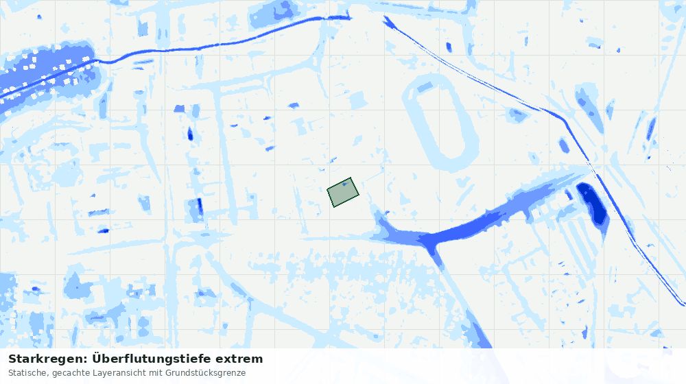 Statische Kartenansicht: Starkregen: Überflutungstiefe extrem