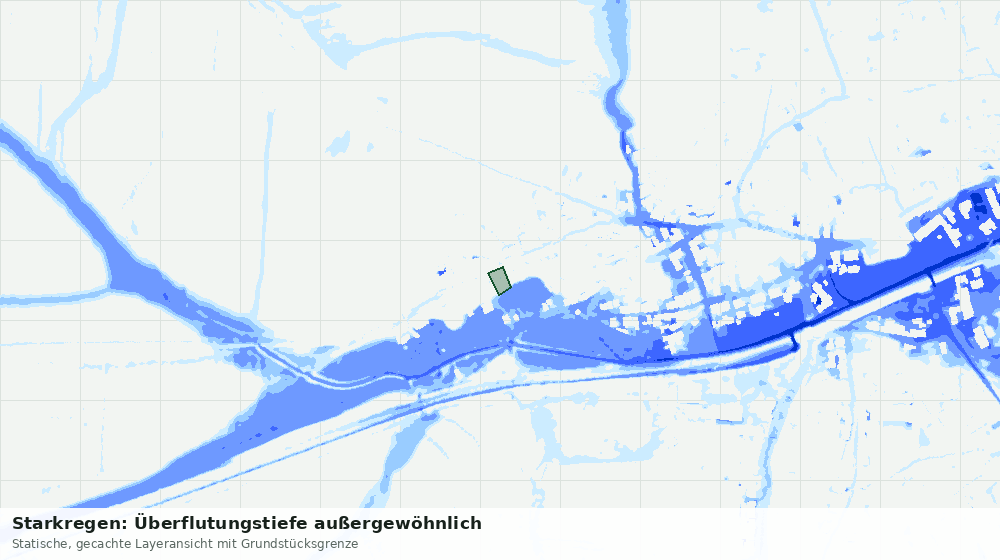 Statische Kartenansicht: Starkregen: Überflutungstiefe außergewöhnlich