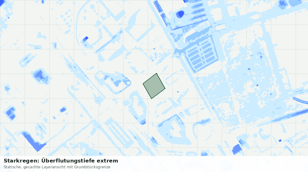 Statische Kartenansicht: Starkregen: Überflutungstiefe extrem