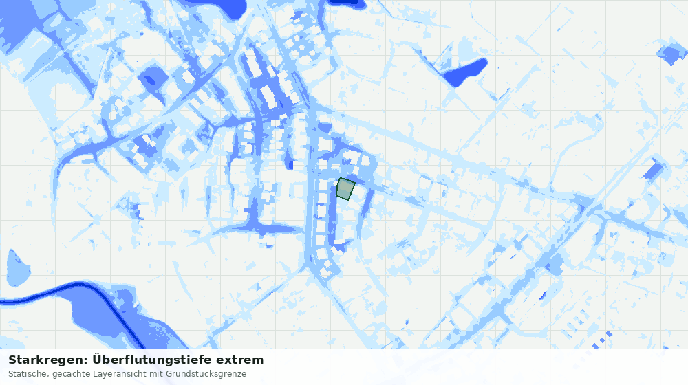 Statische Kartenansicht: Starkregen: Überflutungstiefe extrem