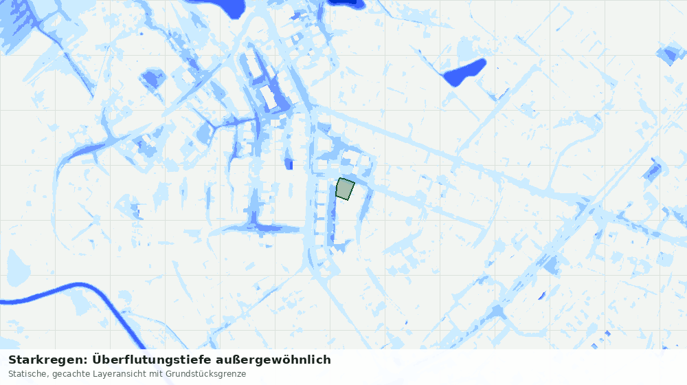 Statische Kartenansicht: Starkregen: Überflutungstiefe außergewöhnlich