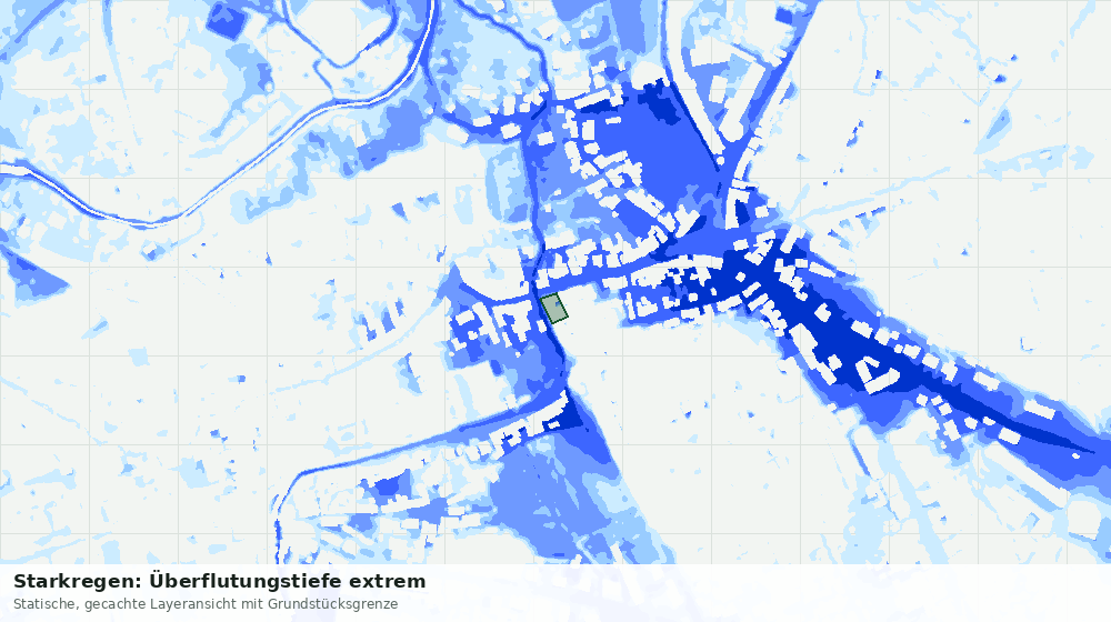 Statische Kartenansicht: Starkregen: Überflutungstiefe extrem