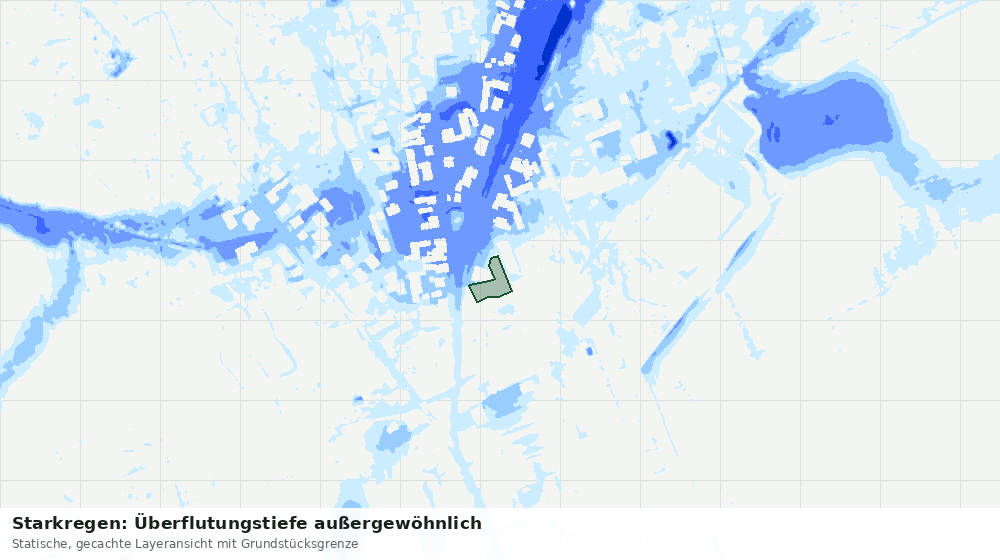 Statische Kartenansicht: Starkregen: Überflutungstiefe außergewöhnlich