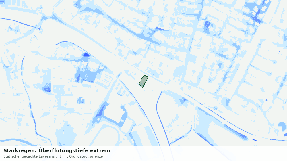 Statische Kartenansicht: Starkregen: Überflutungstiefe extrem