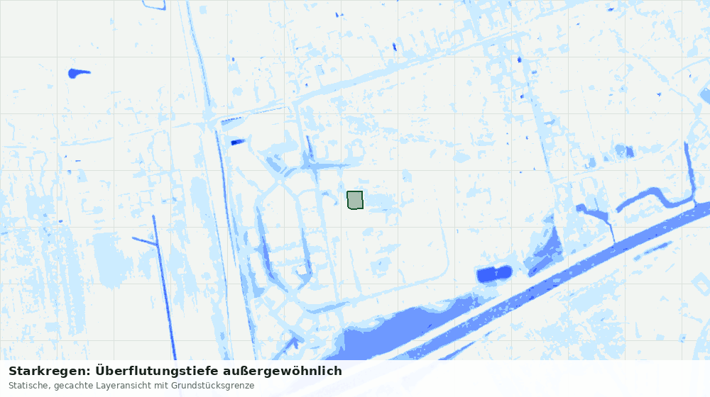 Statische Kartenansicht: Starkregen: Überflutungstiefe außergewöhnlich