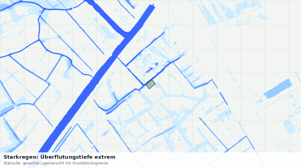 Statische Kartenansicht: Starkregen: Überflutungstiefe extrem