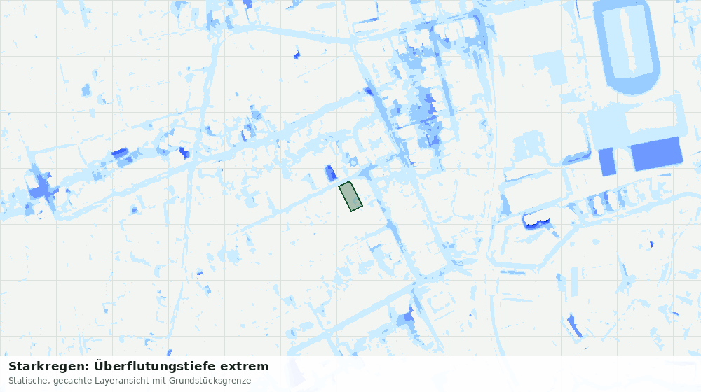 Statische Kartenansicht: Starkregen: Überflutungstiefe extrem