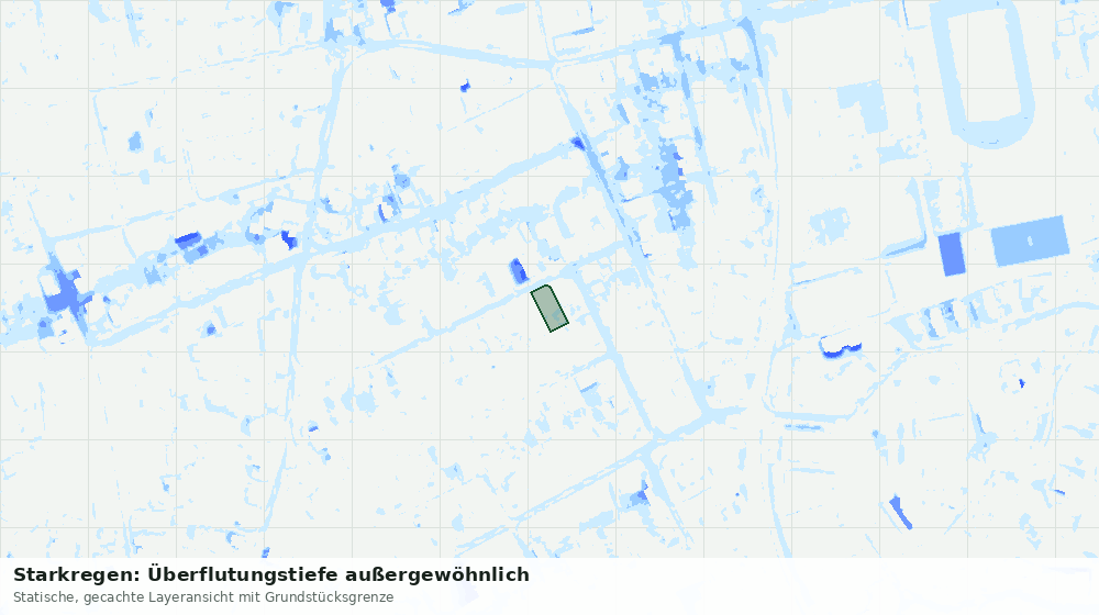 Statische Kartenansicht: Starkregen: Überflutungstiefe außergewöhnlich
