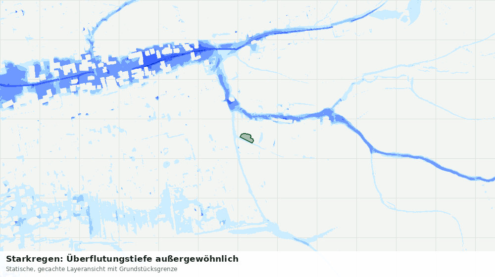 Statische Kartenansicht: Starkregen: Überflutungstiefe außergewöhnlich
