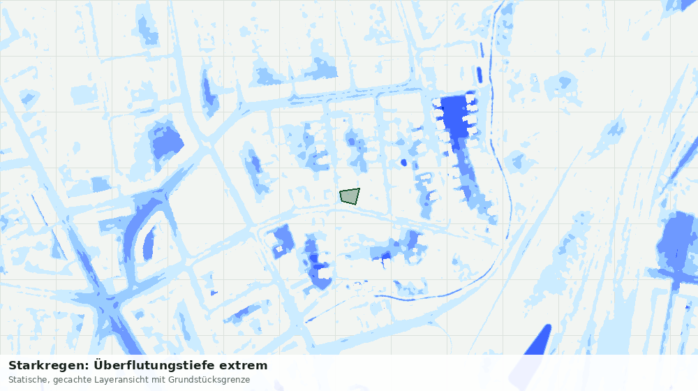 Statische Kartenansicht: Starkregen: Überflutungstiefe extrem