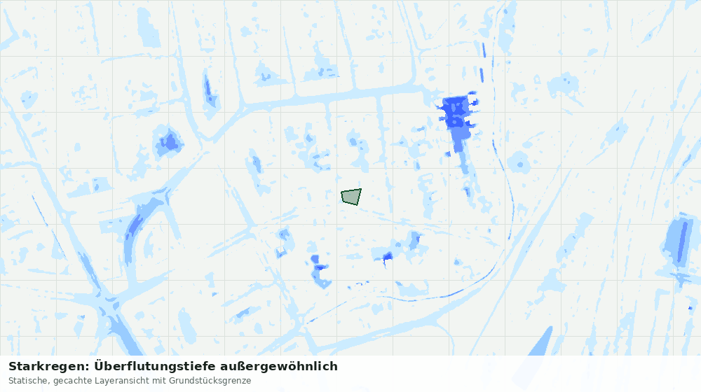 Statische Kartenansicht: Starkregen: Überflutungstiefe außergewöhnlich