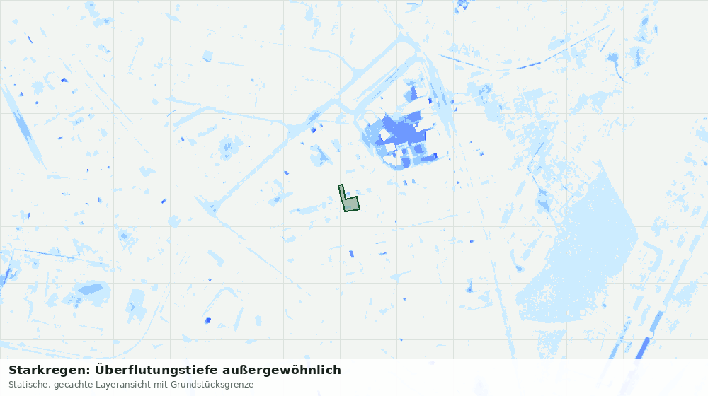 Statische Kartenansicht: Starkregen: Überflutungstiefe außergewöhnlich