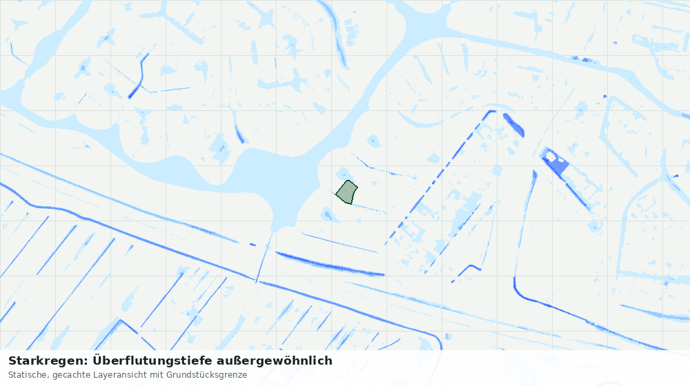 Statische Kartenansicht: Starkregen: Überflutungstiefe außergewöhnlich