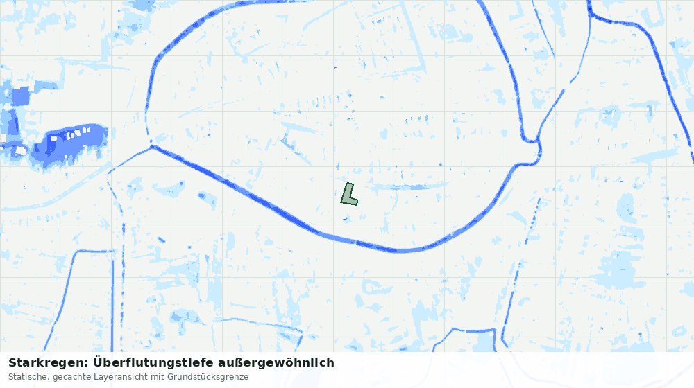Statische Kartenansicht: Starkregen: Überflutungstiefe außergewöhnlich