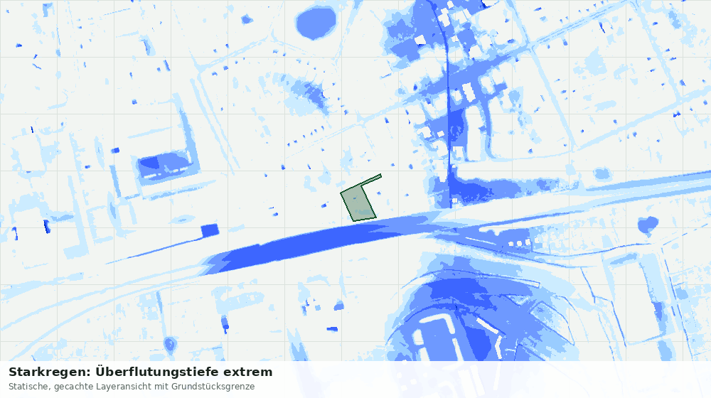 Statische Kartenansicht: Starkregen: Überflutungstiefe extrem